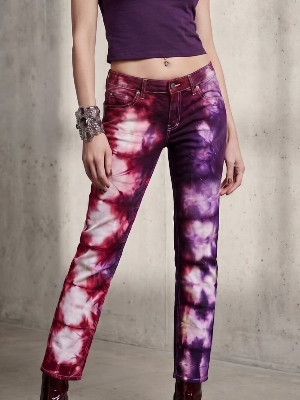 Banana Republic Purple Pink Jeans Size 4 Tie Dye Tied Dye Cotton Tied Dyed